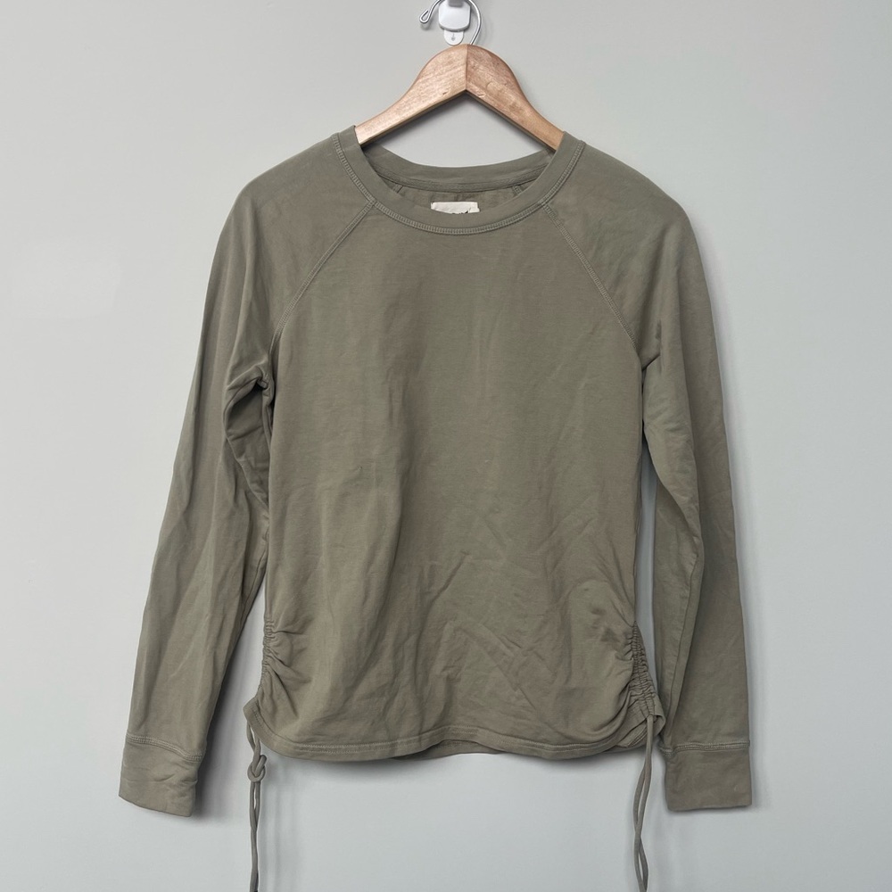 Pact | Olive Green Organic Cotton Cinched Side Pullover Sweatshirt